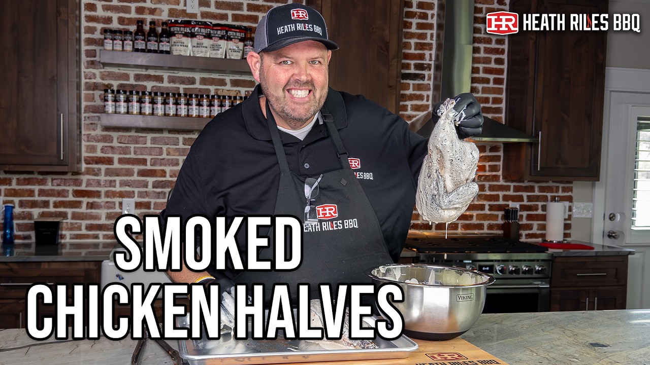 Smoked Chicken Halves In Homemade Alabama White Sauce | Heath Riles BBQ