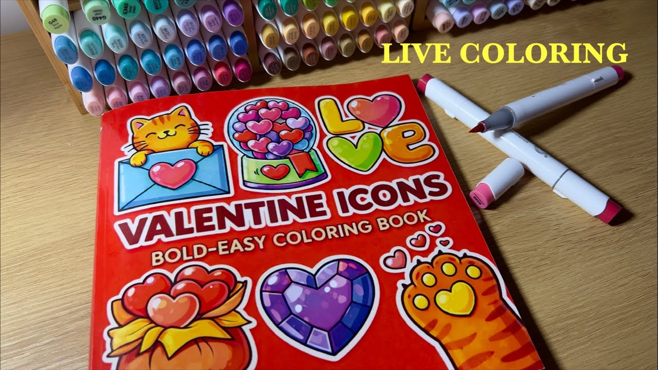 Live Coloring Session 💕 Relax & Color Valentine Icons With Me