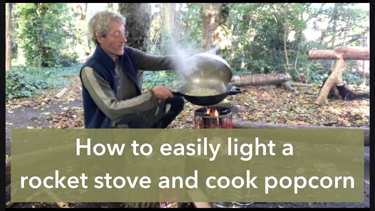 How to cook popcorn outdoors on a rocket stove