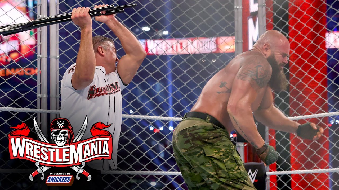 Строуман выводит Макмэна из стальной клетки: WrestleMania 37 – Ночь 1 (эксклюзив WWE Network)