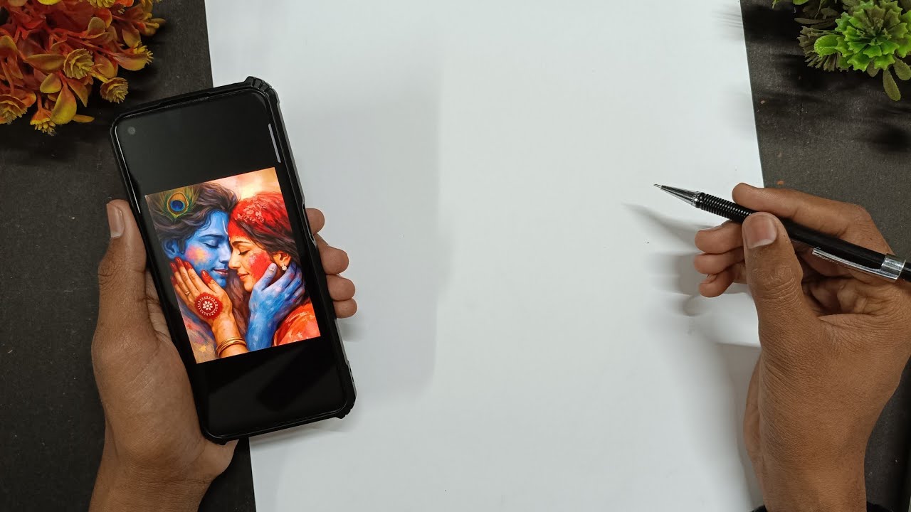 Draw With Me - Radha Krishna, Holi Drawing, Radha Krishna Drawing,  Outline Tutorial 😍