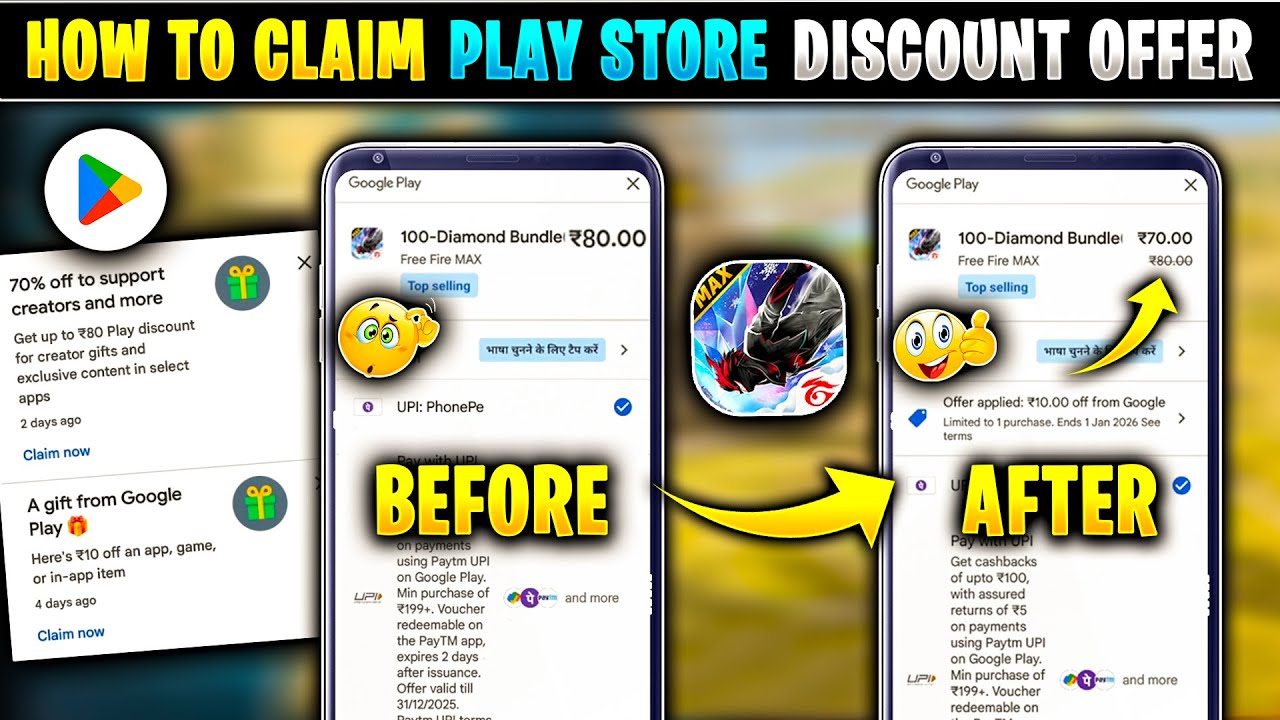 How To Apply Play Store Discount Offer | Play Store Special Offer Use Kaise Kare | FF TopUp Discount