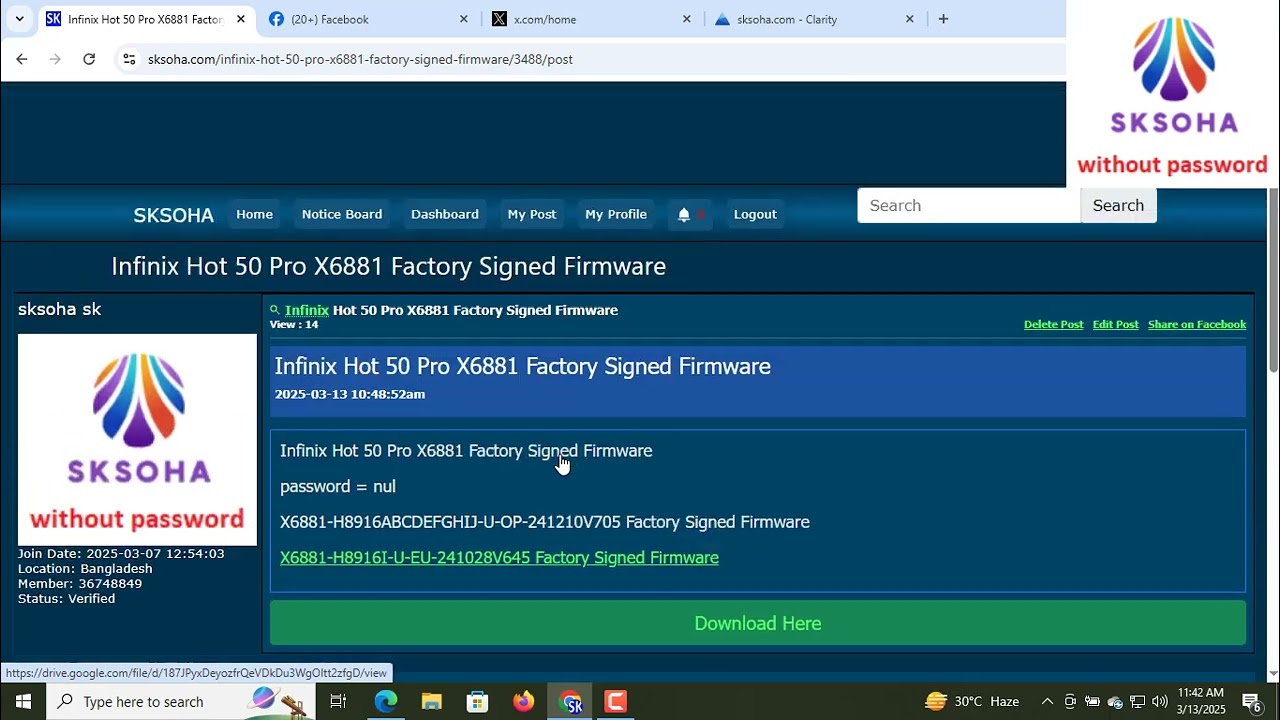 Infinix Hot 50 Pro X6881 flash file free