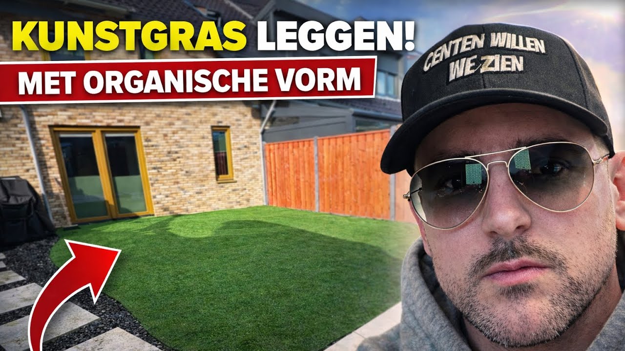 VLOG 298 KUNST GRAS LEGGEN IN TUIN MET ORGANISCHE VORMEN