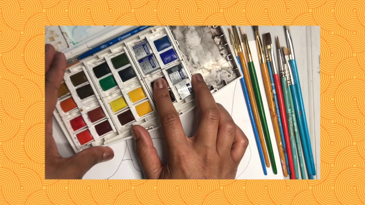 Beginners Watercolor Series : Winsor & Newton Cotman Watercolor Set of 24 Half Pans Swatches