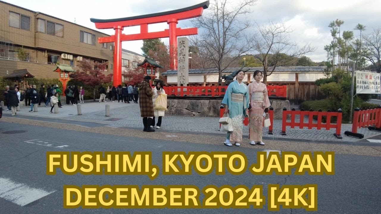 Life in Fushimi, Kyoto Japan. December 2024 Kyoto Japan Walking Tour 4K