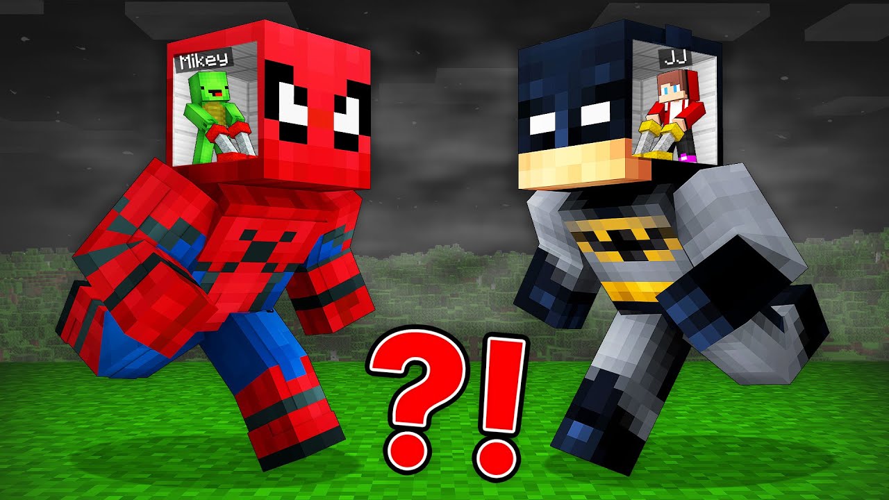 Mikey and JJ Control Spiderman vs Batman MIND Survival Battle in Minecraft (Maizen)