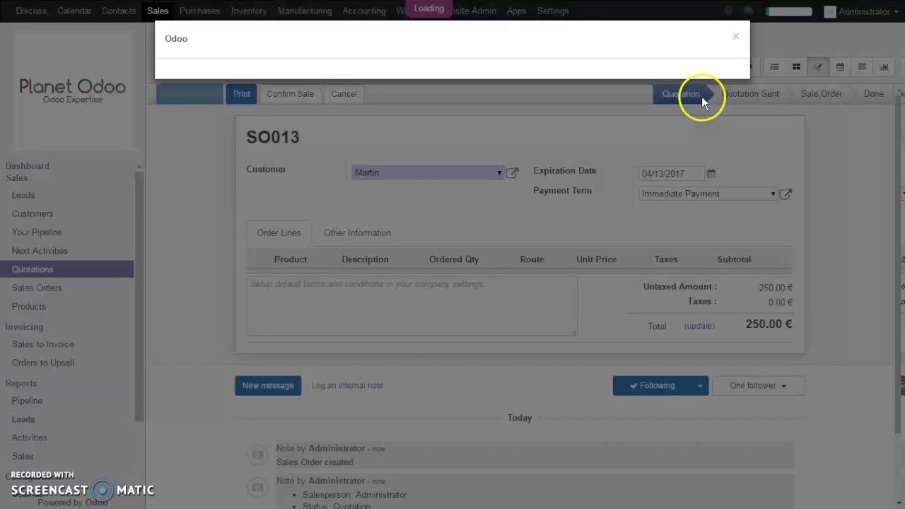 Sales/CRM Odoo 10