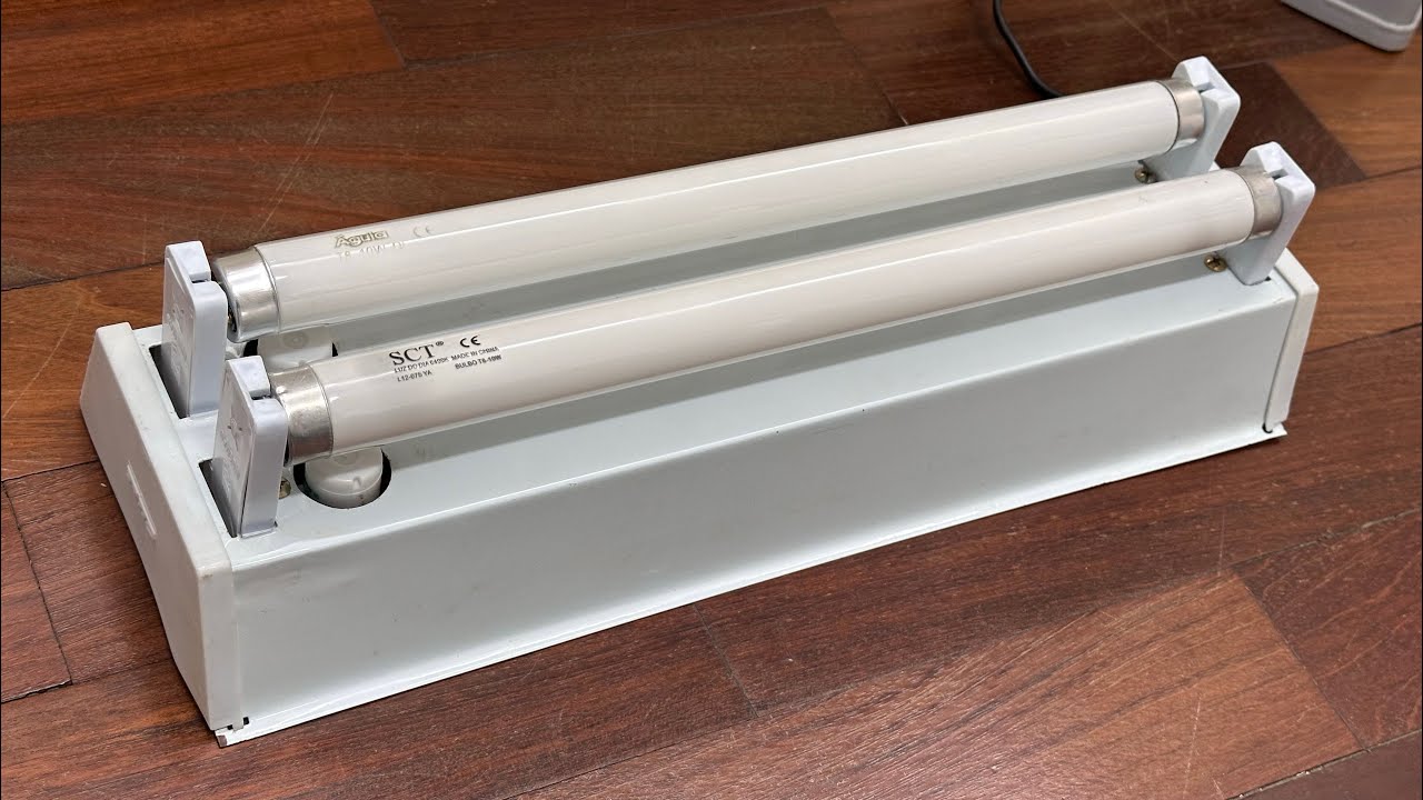 Calha fluorescente 2x10W caseira e lâmpadas fluorescentes 10W T8 G-Light