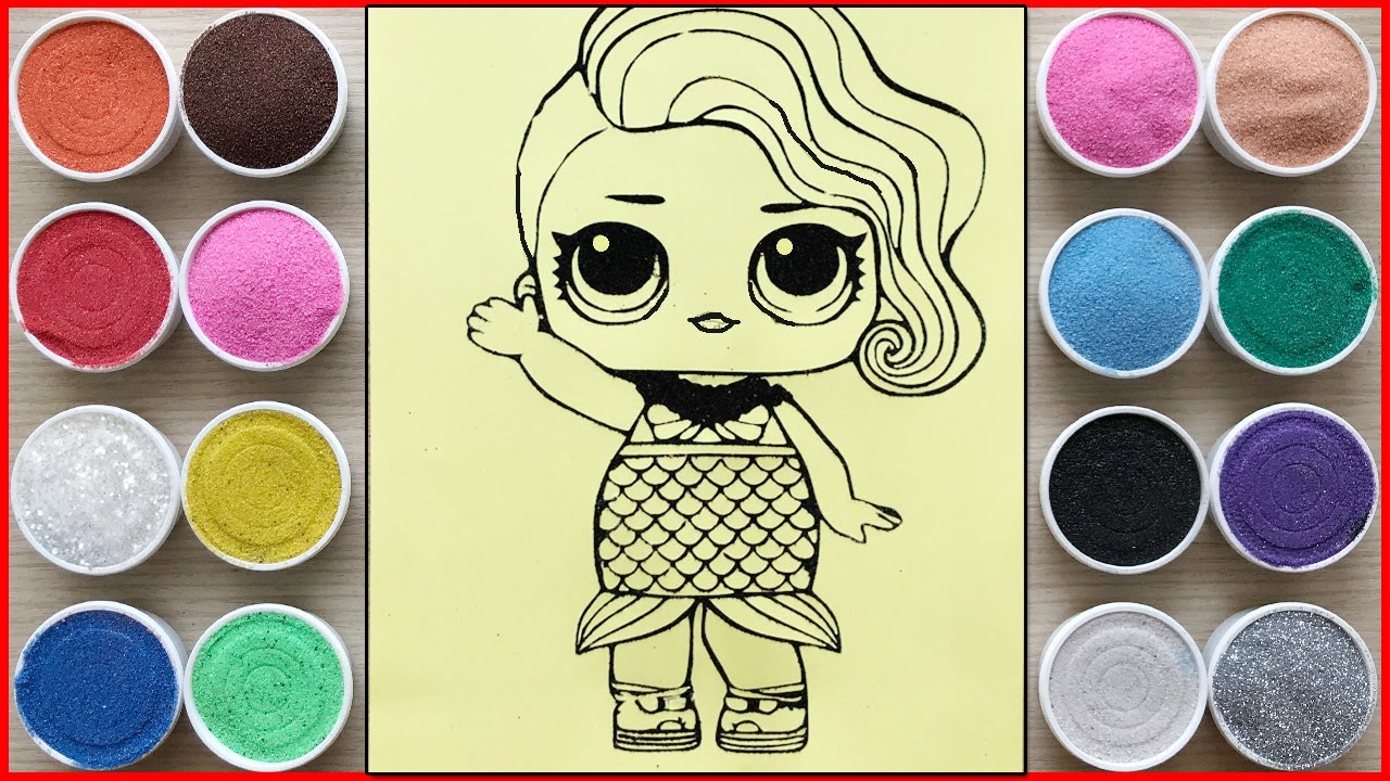 TÔ MÀU TRANH CÁT CÔNG CHÚA L.O.L SPLASH QUEEN - Sand painting L.O.L surprise doll (Chim Xinh)