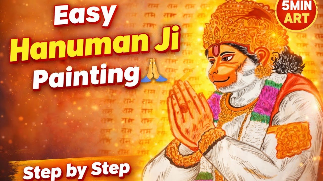 Hanumanji Painting with Acrylic colours 🎨🖌️ ll Beautiful Painting 🌼