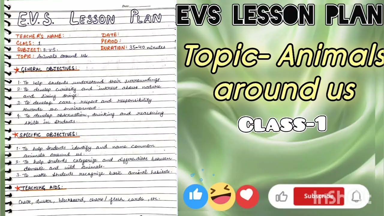 EVS lesson plan | Animals around us | Class-1 #deled #lessonplan #evs