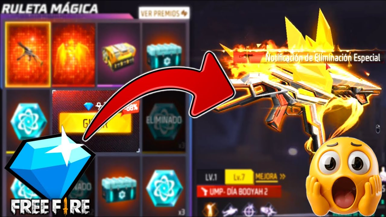 SACANDO LA UMP EVOLUTIVA CON 1 DIAMANTE 😱💎FREE FIRE !! RULETA MAGICA !!