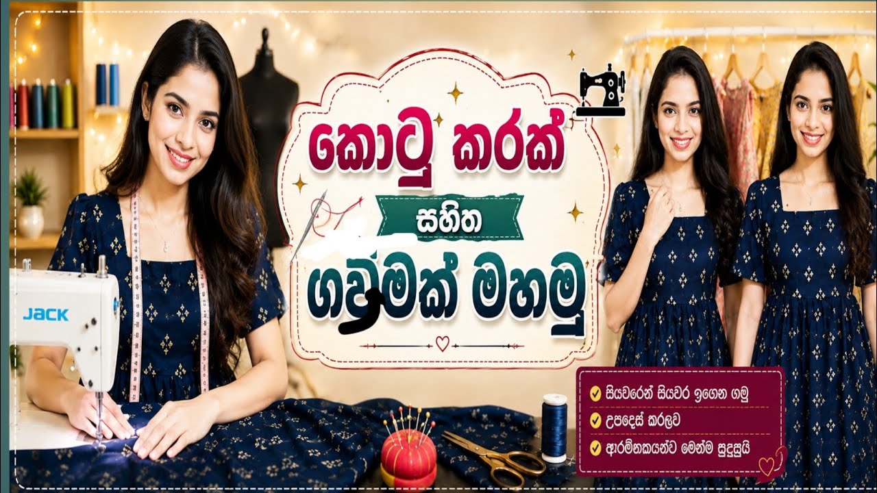 ඔයාව  හැඩට 🪡🪡🙂👍👗👗පේන ලස්සන  ගවුමක් කපමු.❤️ Part 1