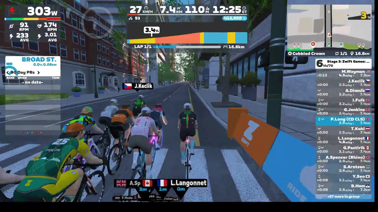 Zwift - Race: Stage 3: Zwift Games: Cobbled Crown (D)