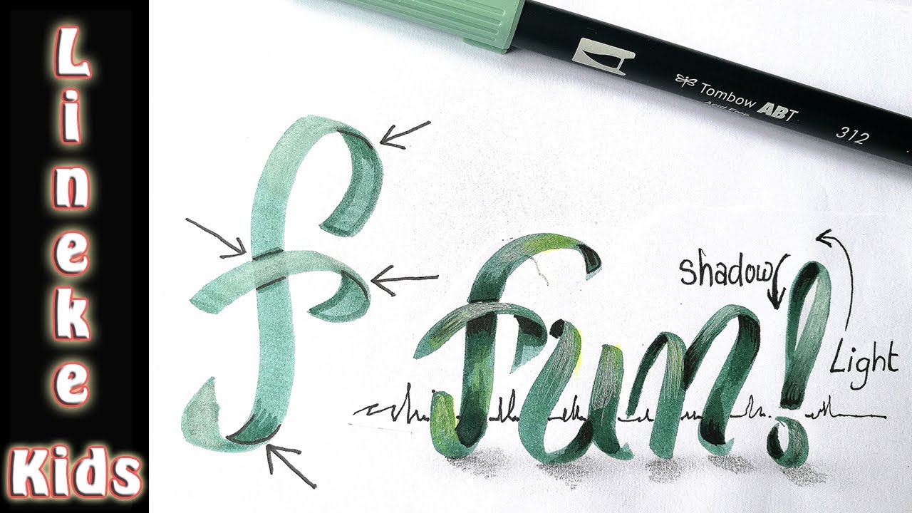 Creatief Handletteren les 8 Fun Hoe teken je 3D Brush letters