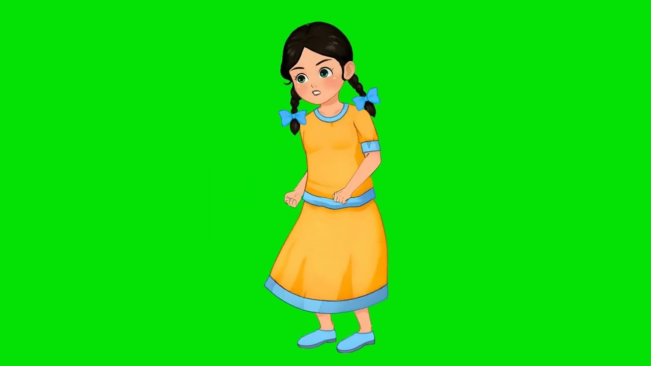 A village little girl part 1 no copyright green screen cartoon animation 