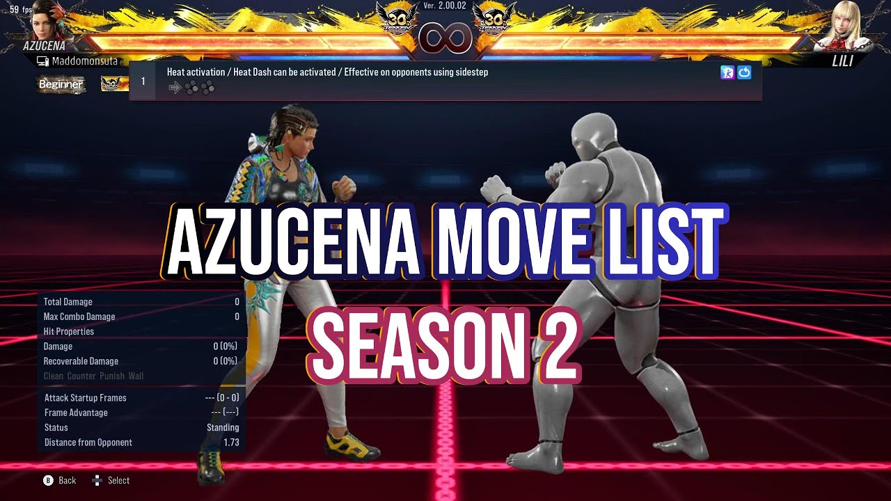 Azucena Season 2 Move List - Tekken 8
