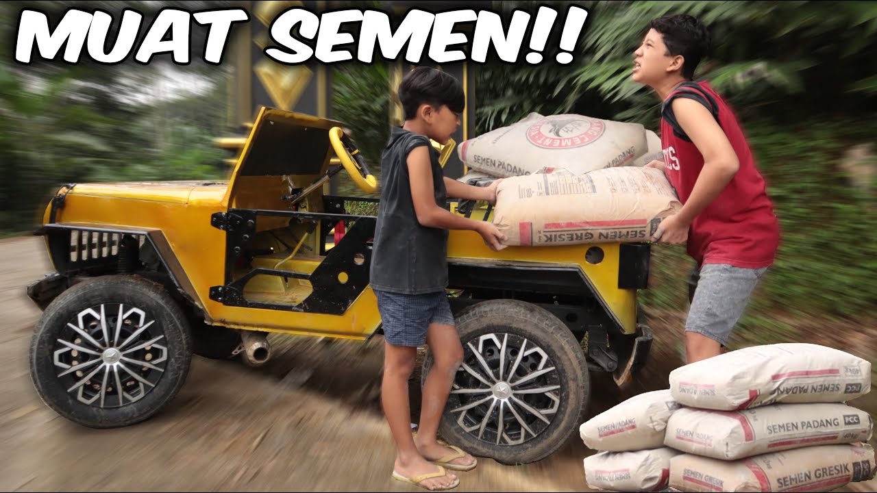 JEEP MUAT SEMEN❗❗ DITDIM BANTU BUNDA, MUATAN SEMEN PAKAI MINI JEEP RUBICON, KUAT GAK YA?