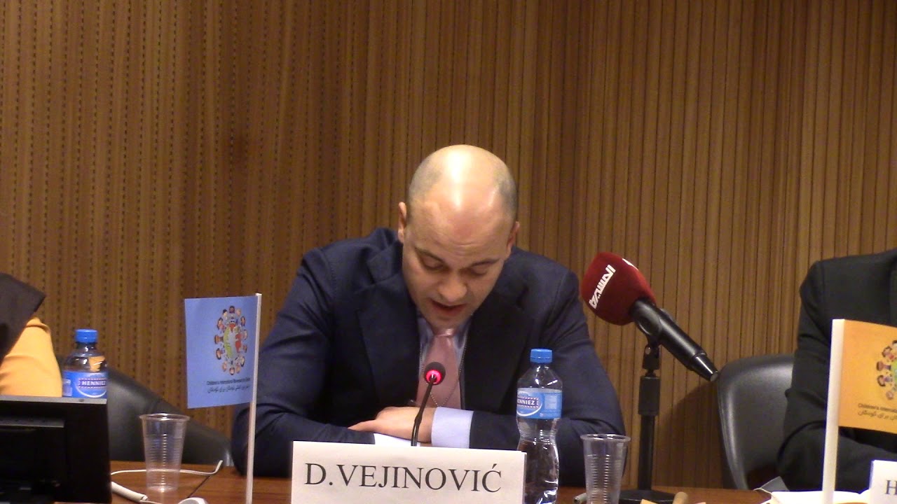 Du&scaron;an Vejinović (EFSAS) speaking on child victims of terrorism during 40th Session of UNHRC, Geneva
