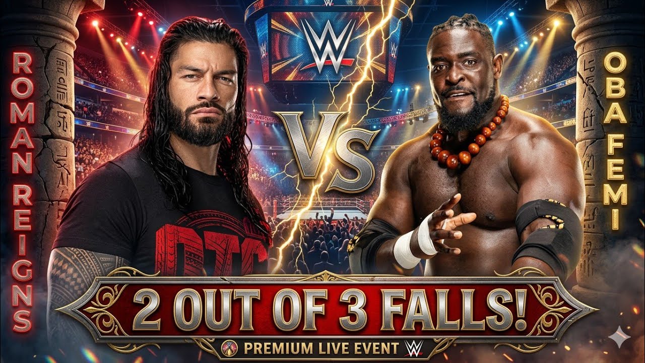 Roman Reigns vs Oba Femi 2 out of 3 pinfall match