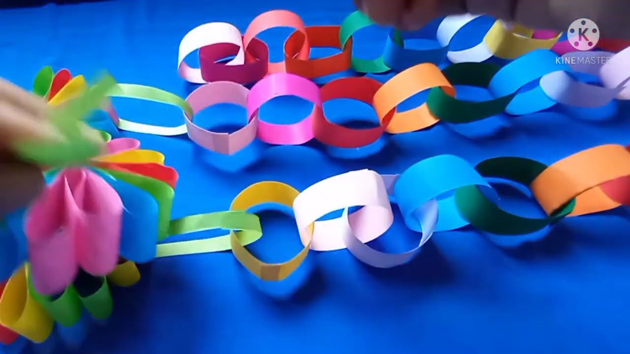 Hiasan dinding bentuk rantai dari kertas origami (part2)/ room decor making!!!@yukberkreasi2851