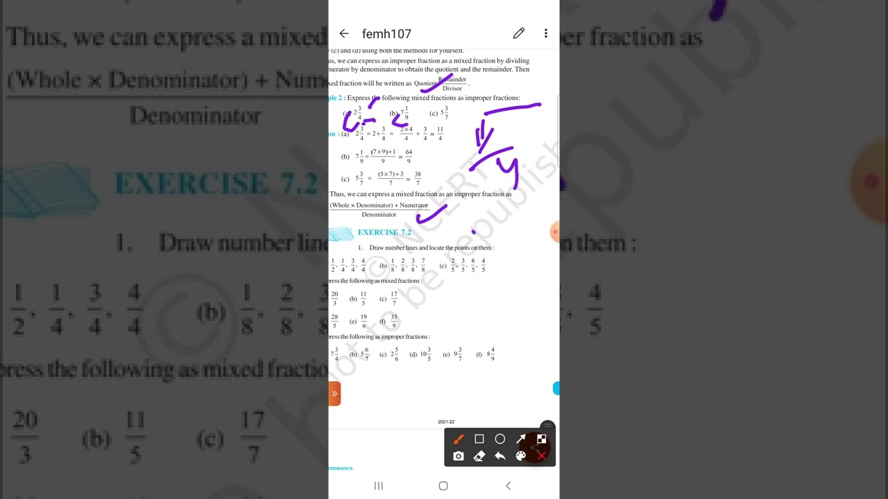 Mixed Fraction into Improper Fraction. #ncert,#class_6_maths,#maths,#cbseclass6_solutions,#bsmaths
