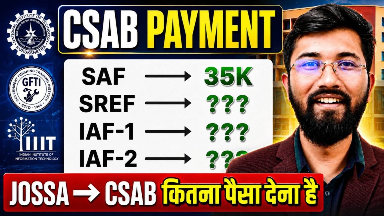 CSAB 2026 Payment Process Explained | SAF, SREF, IAF-1, IAF-2 Fees | JoSAA to CSAB Guide