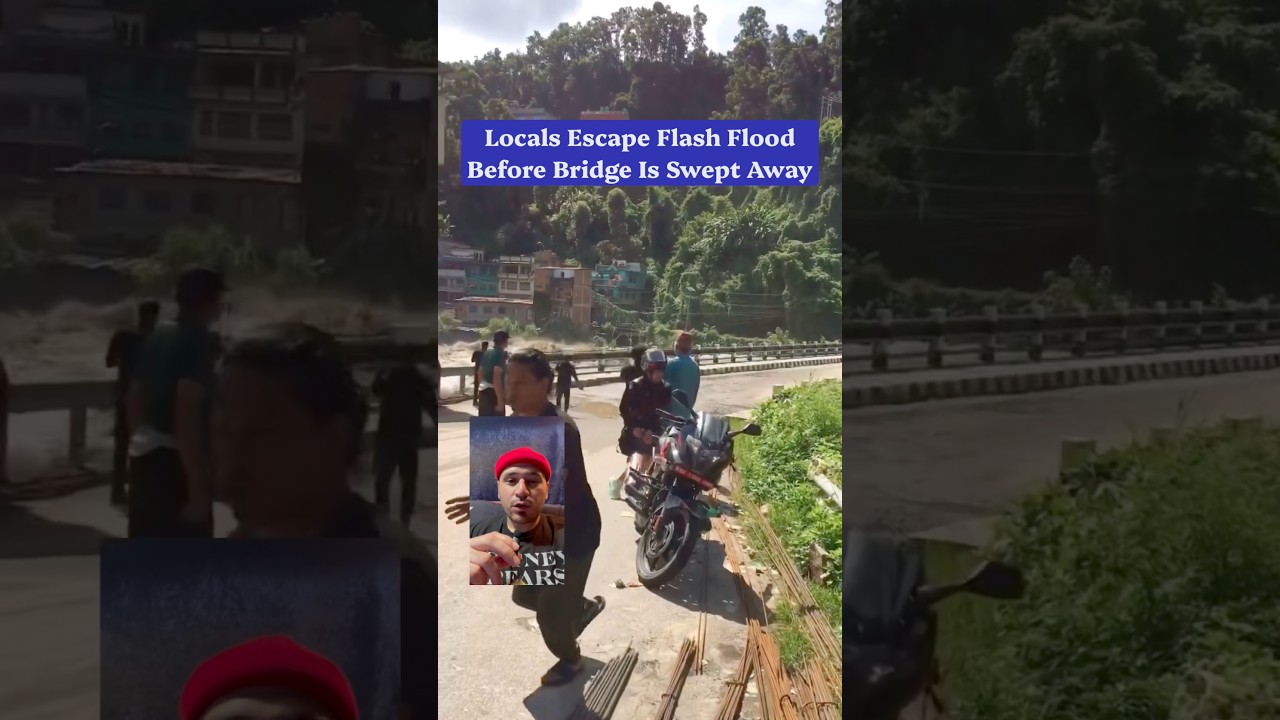 Flood In Nepal River Bhote Koshi near China Border bridge gets swept away #news #nepal #trending