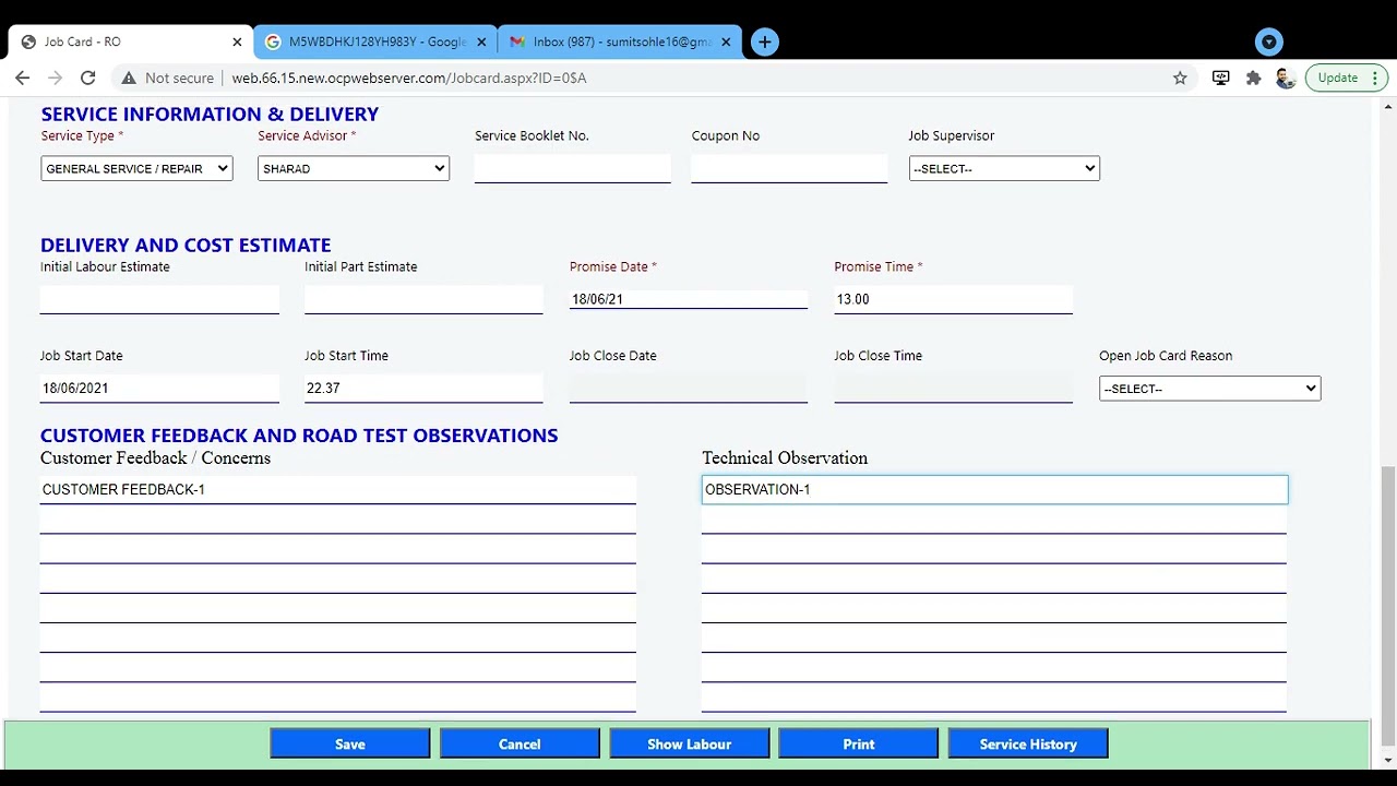 DMS TRAINING DAY 11 |   Unregisterred chassis alert in job card- Okinawa Dealer Training