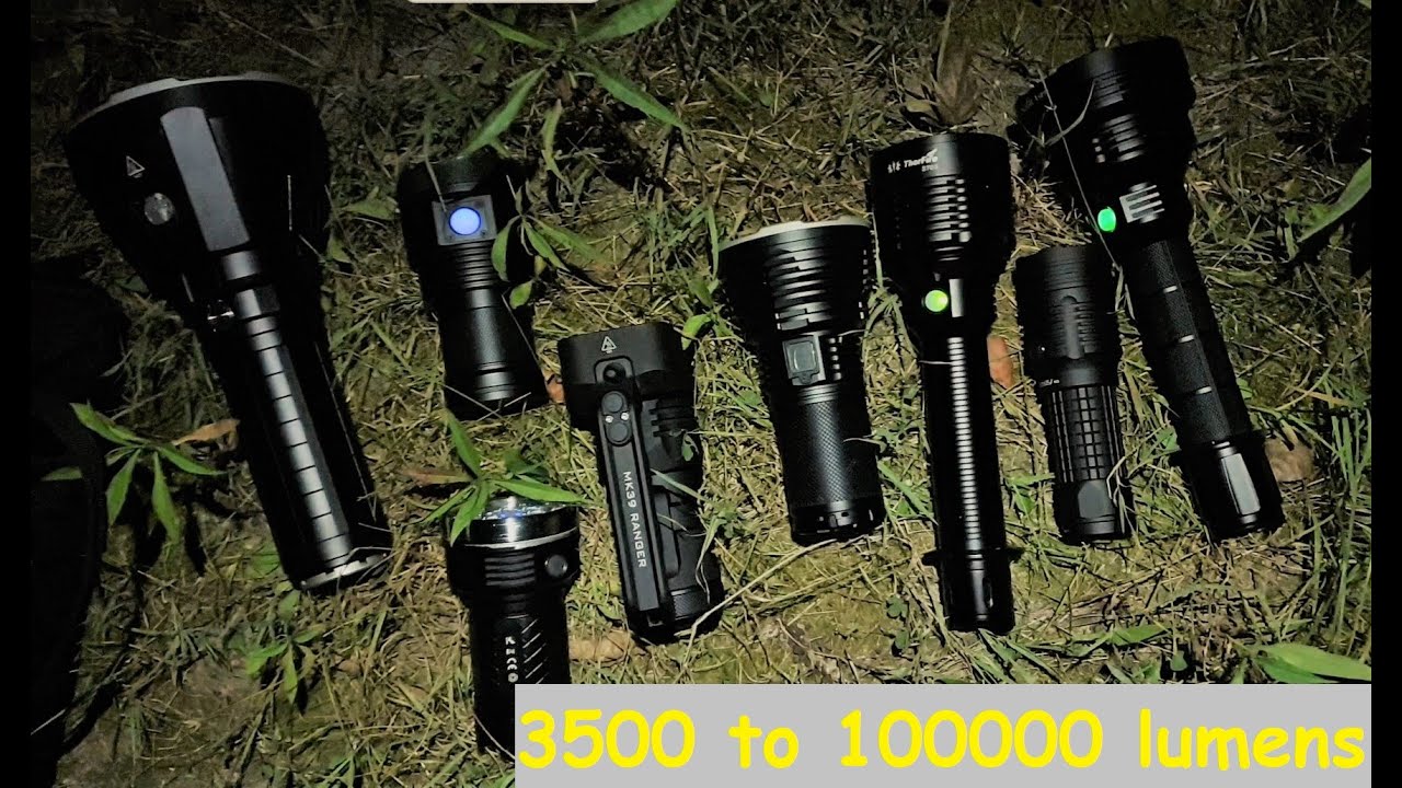 Beamshot comparison from 3500 to 100000 lumens