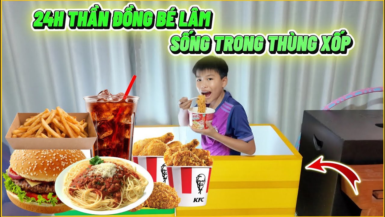 VLOG | Thử Thách 24H Thần Đồng Bé Lâm Sống Trong “ Thùng Xốp “ Được Thưởng Nóng 15 Triệu ?