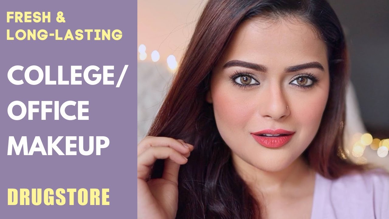 LONG-LASTING & FRESH MAKEUP FOR COLLEGE AND OFFICE | DRUGSTORE TUTORIAL WITH LESS PRODUCTS