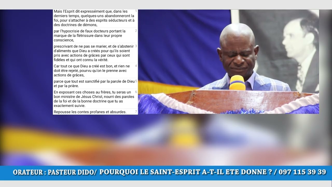 POURQUOI LE SAINT-ESPRIT A-T-IL ÉTÉ DONNÉ ? PARTIE 1.   DIMANCHE 23 MARS 2025 PAR PASTEUR DIDO