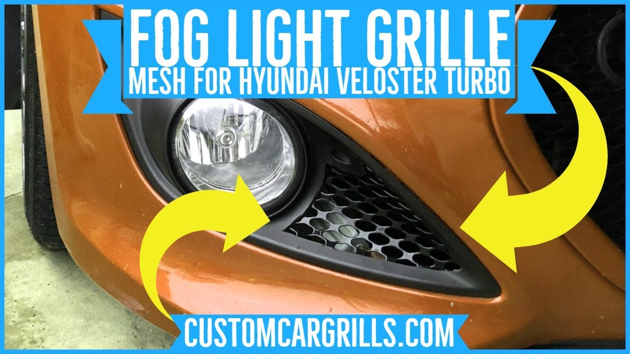 Hyundai Veloster Turbo Fog Light Mesh Grill Installation How-To by customcargrills.com