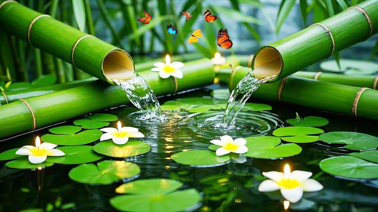 Relaxation Music 🌿 Bamboo Water Fountain + Healing Piano for Meditation, Stress Relief, Sleep Music