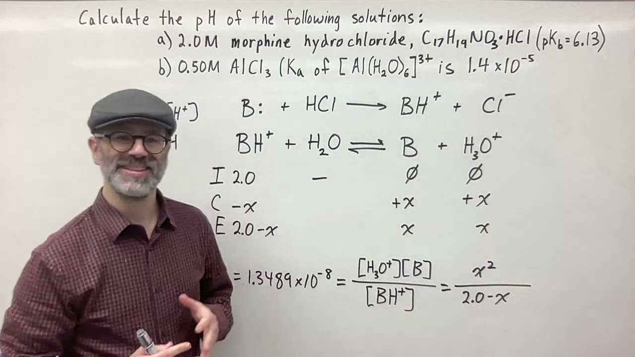Calculate the pH of the Following Solutions:  2.0M Morphine Hydrochloride and 0.50M AlCl3