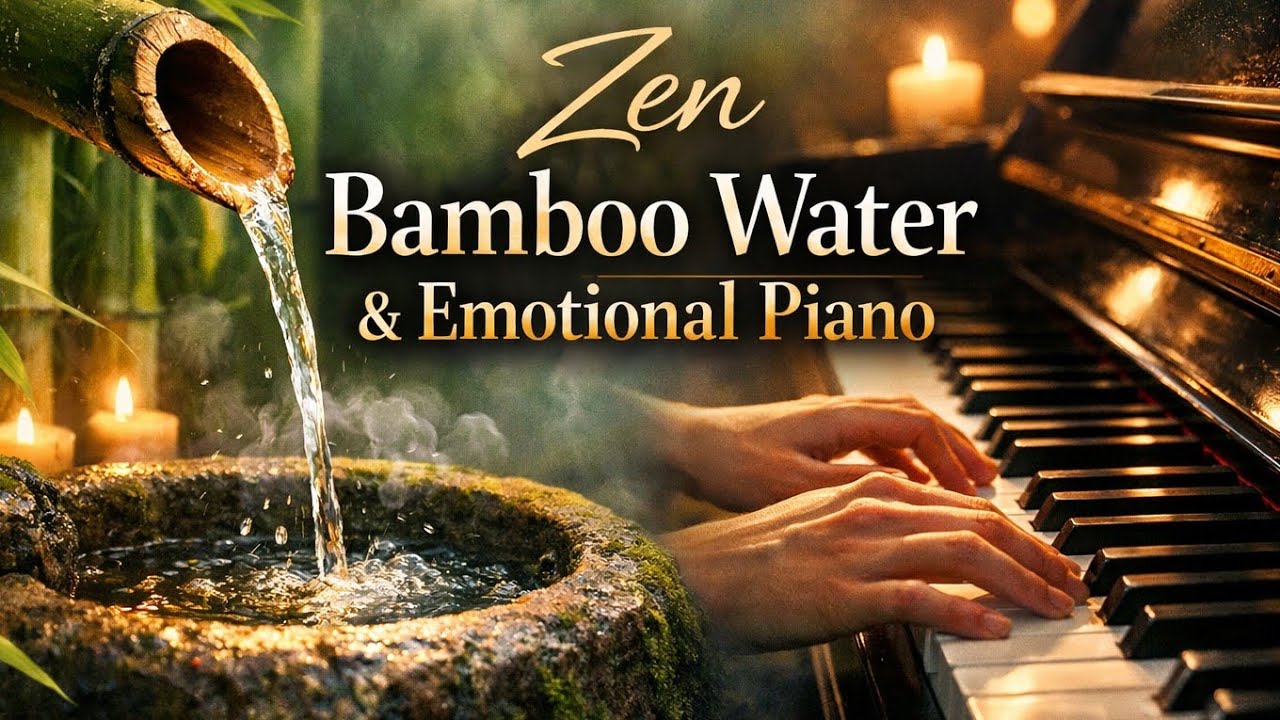 Calm Evening Ambience – Bamboo Water & Gentle Piano