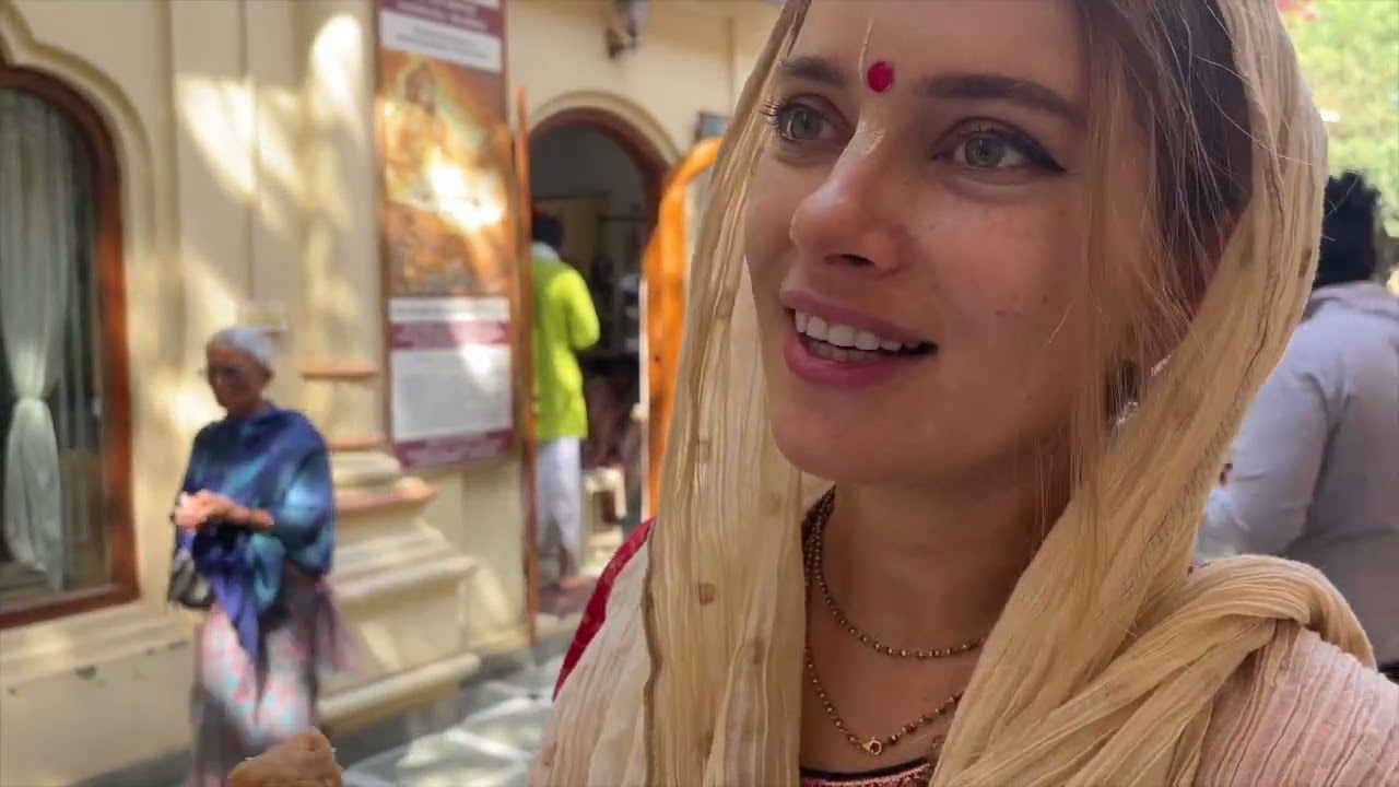 I am happy to live in Vrindavan and distribute prasad in Krishna Balaram Mandir!