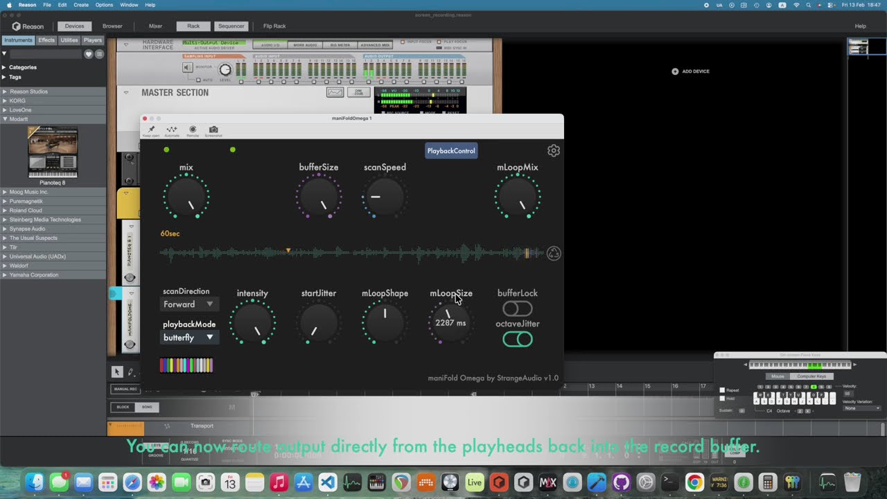 testing new Butterfly Playback Algorithm for maniFold Omega