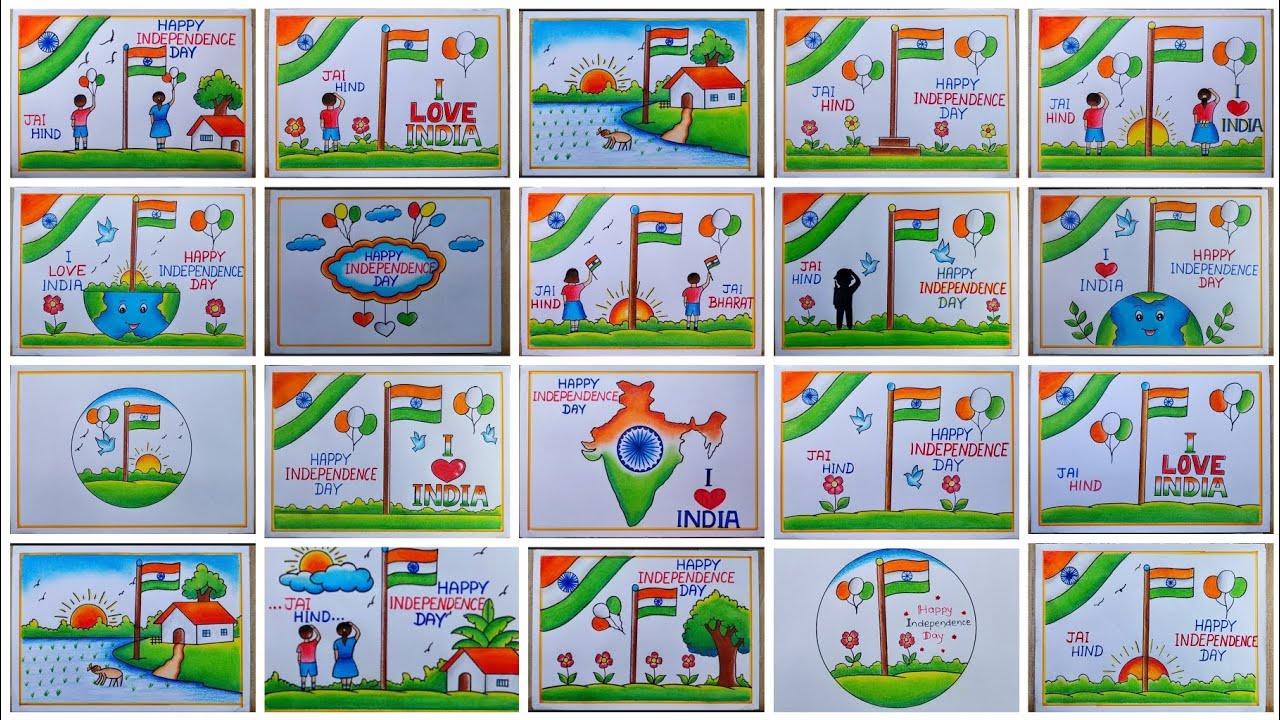 Independence Day drawings easy| Independence day poster drawings| Happy Independence day drawings
