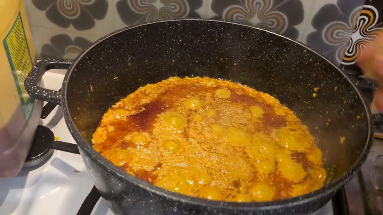 Cooking Nigeria egusi soup 