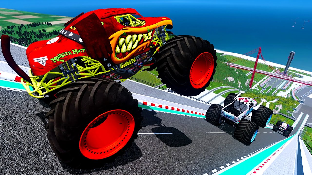 Epic High Speed monster trucks jumps stunts & crashes #017 | BeamNG Drive