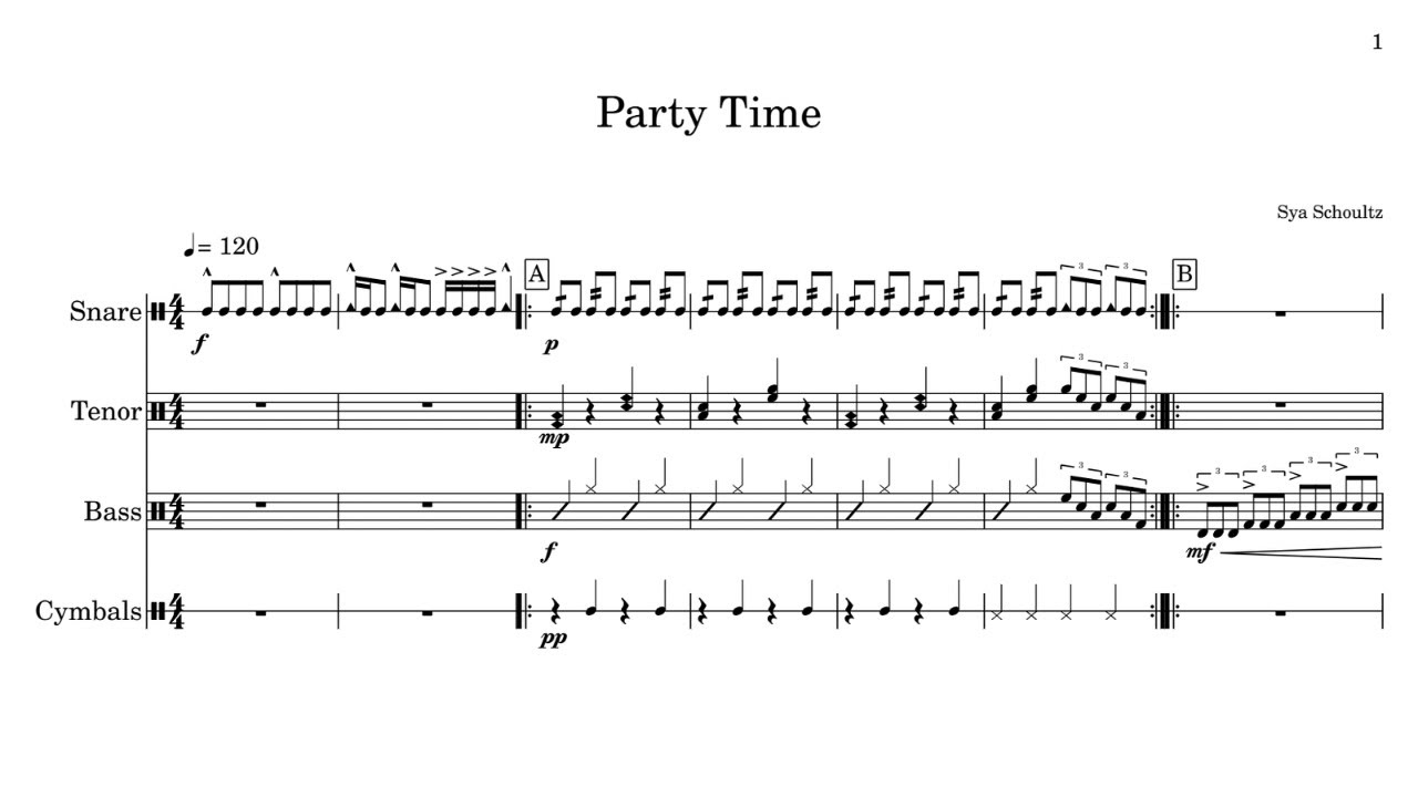Party Time - Drumline Cadence by Sya Schoultz