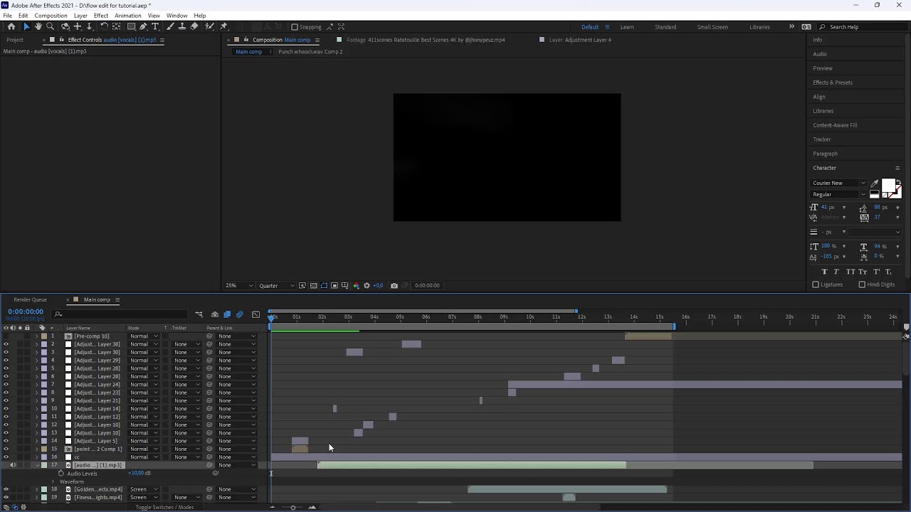 Full flow edit with sfx on after effects (LIVE)