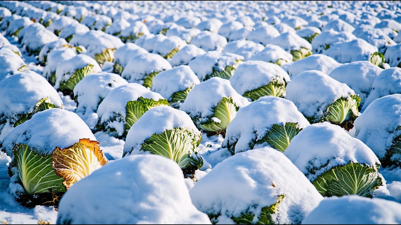 Japanese Farmers Harvest Cabbage In The Snow - Growing Snow Vegetables: Cabbage, Carrots, Radishes