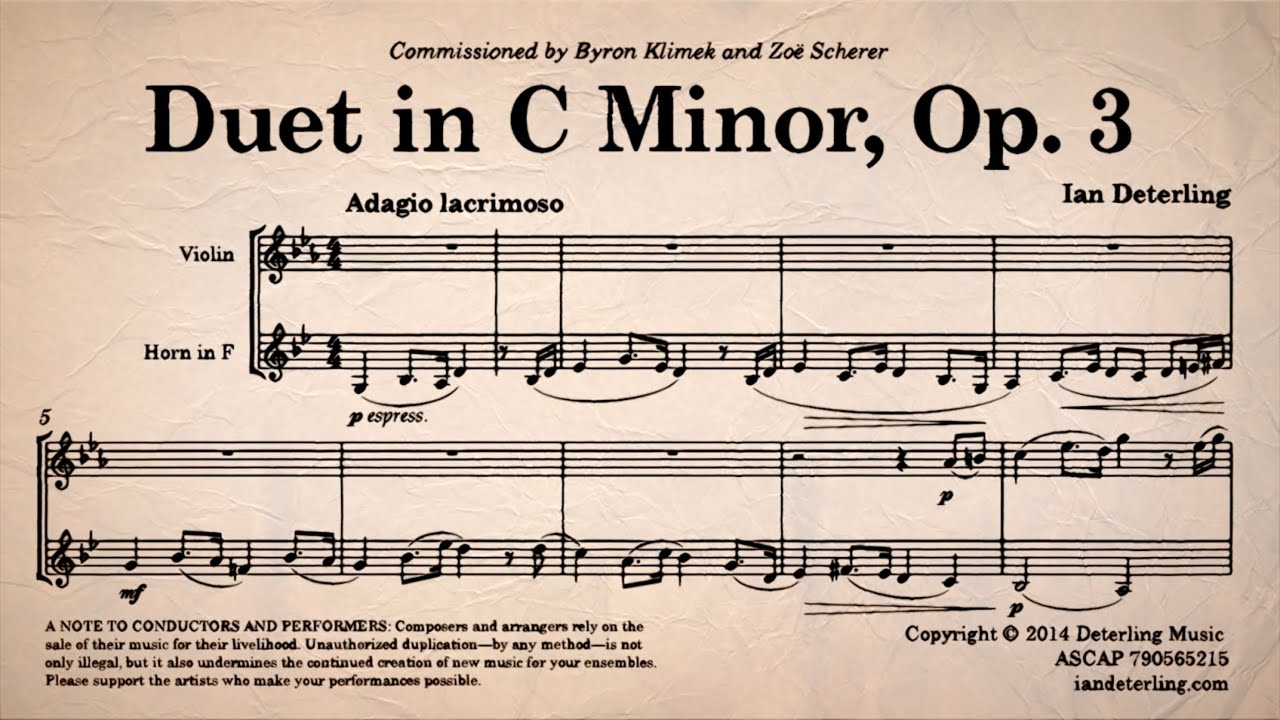 Violin and Horn Duet in C Minor, Op. 3