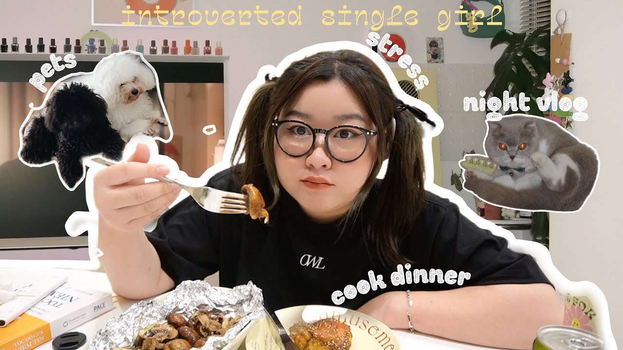 giveaway* những buổi tối của cô nàng độc thân hướng nội🤓🖤📸🐶🐱 | night vlog🌙