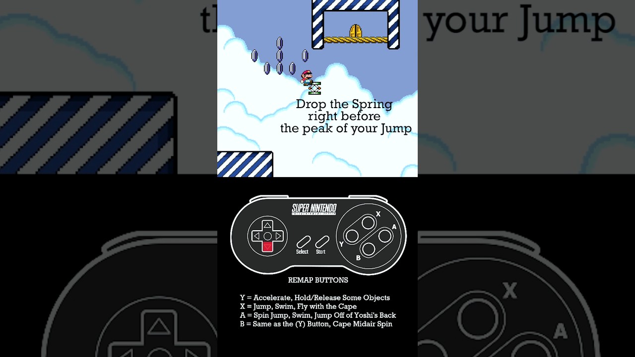 Mario Kaizo Tips - Dropping Forward Spring Jump (Midair) | #tips #mario