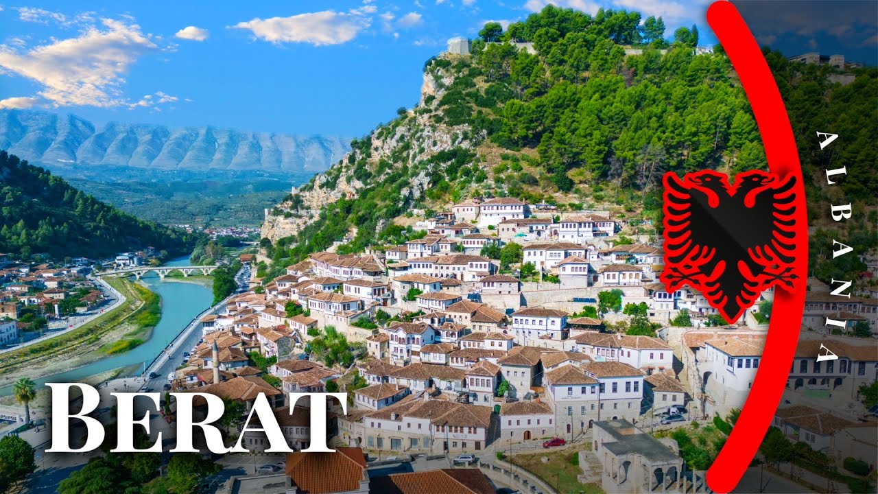 Берат, Албания 🇦🇱 | 4K тур с дрона и пешком: крепость, старый город и набережная реки